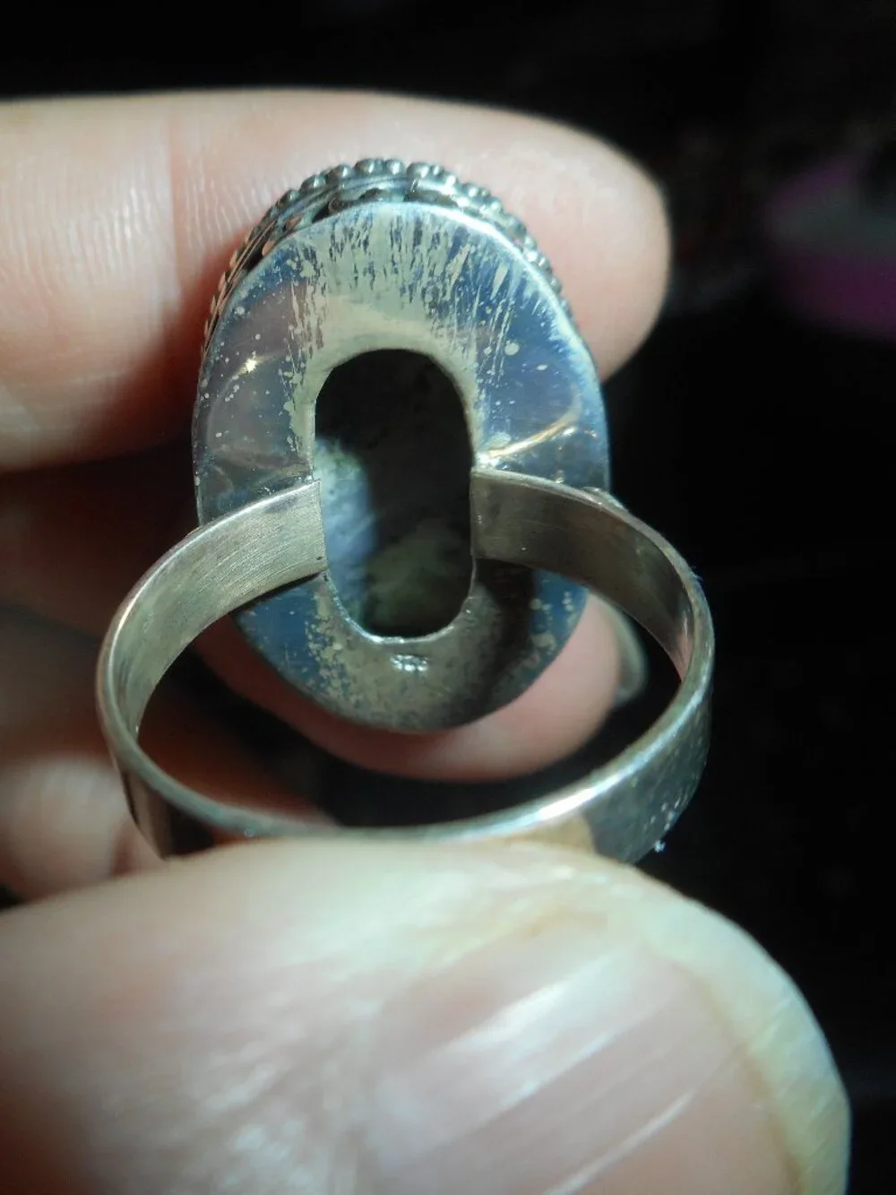 GRAYS ON SILVER BAND, ORNATE, - Women Jewelry, SIZE  8 3/4- 9
